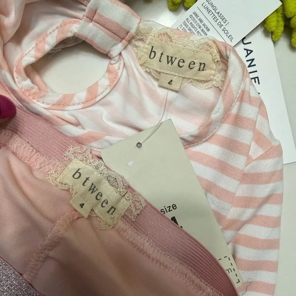 Btween/Janie & Jack Unicorn Pink Outfit.Skirt,Top,Sunglasses(Size 4)